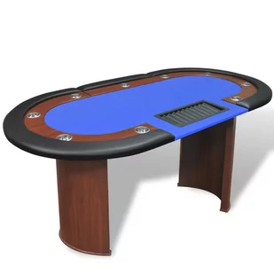 vidaXL vidaXL Stół do pokera dla 10 graczy z tacą na żetony, niebieski - Zestawy do pokera - miniaturka - grafika 1