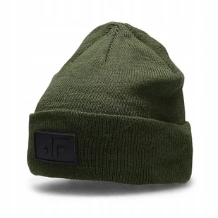 CZAPKA dziecięca 4F ZIMOWA beanie CIEPŁA dwuwarstwowa KHAKI - Czapki dla dzieci - miniaturka - grafika 1