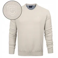 Swetry męskie - Sweter Męski Klasyczny Jasnobeżowy Bawełniany XL Pako Jeans - miniaturka - grafika 1