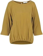 Bluzki damskie - Gerry Weber Damska bluzka z rękawami 3/4, rękaw 3/4, rozcięte na ramiona, bluzka z rękawami 3/4, jednokolorowa, Leaf, 42 - miniaturka - grafika 1