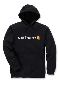 Bluza męska z kapturem Carhartt Midweight Signature Logo Sweatshirt 001 czarny - Bluzy sportowe męskie - miniaturka - grafika 1