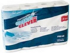 1x 3-warstwowe ręczniki kuchenne Clean & Clever w rolce, jasnobiałe