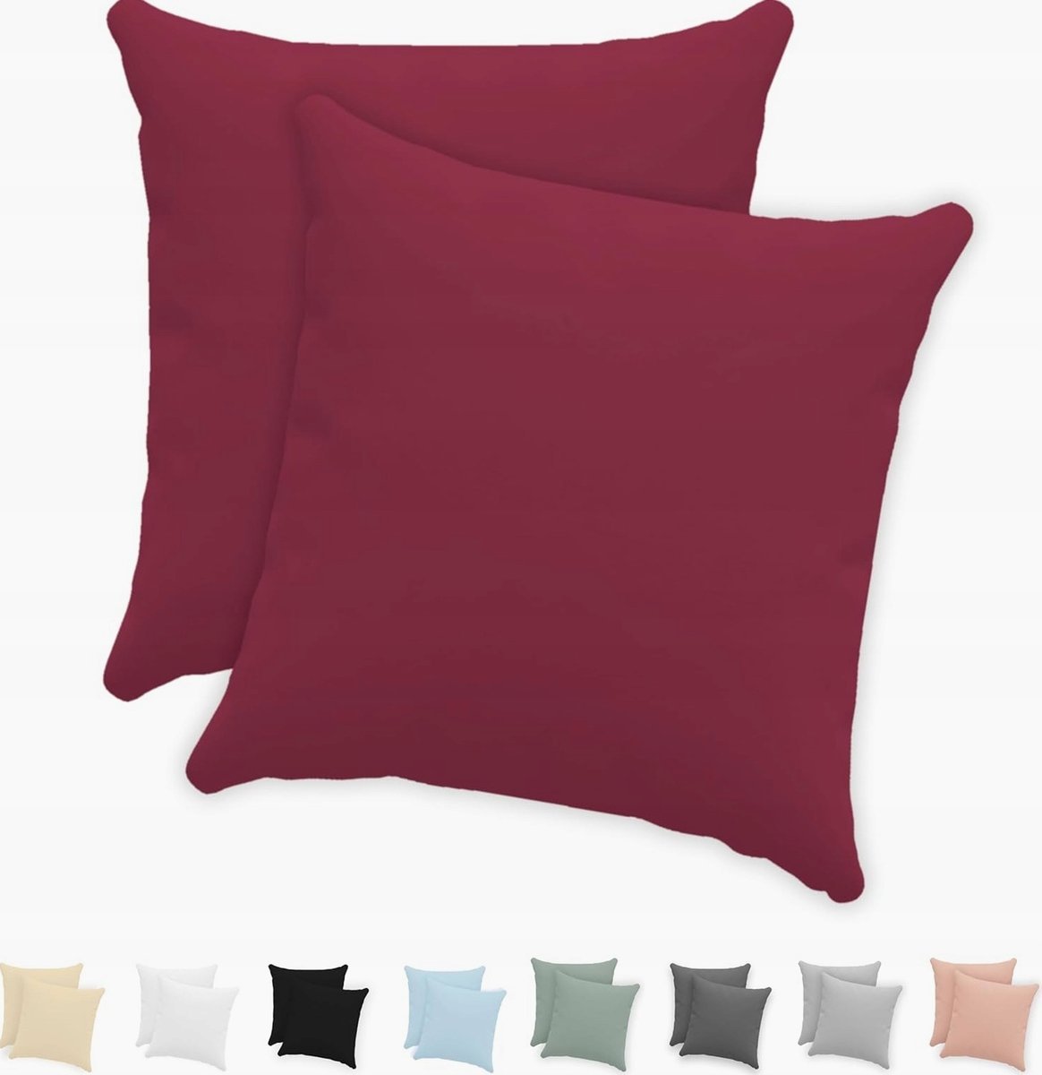 POSZEWKI PODUSZKI 80X80CM KOMPLET 2 SZTUKI BAWEŁNA DŻERSEJ ZAMEK BORDEAUX