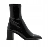 Botki damskie - ALDO LAKIEROWANE CZARNE BOTKI NA SŁUPKU ELEGANCKIE 39 3DA - miniaturka - grafika 1