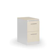 Szafy biurowe - Kartoteka metalowa PRIMO z drewnianym frontem A4, 2 szuflady, biały/brzoza - miniaturka - grafika 1