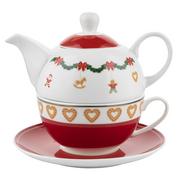 Zaparzacze i kawiarki - Tea for one dzbanek + filiżanka do herbaty Florina Santa Love 390 ml - miniaturka - grafika 1