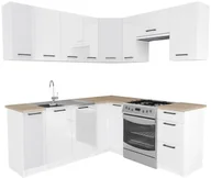 Meble kuchenne - Narożny komplet mebli kuchennych biały połysk - Yorix - miniaturka - grafika 1