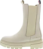 Kozaki damskie - Tommy Hilfiger Damskie buty monochromatyczne Chelsea Boot niskie kozaki, klasyczny beżowy, 41 EU - miniaturka - grafika 1