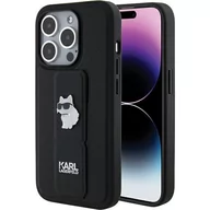 Etui i futerały do telefonów - Etui Karl Lagerfeld KLHCP15XGSACHPK Apple iPhone 15 Pro Max hardcase Gripstand Saffiano Choupette Pins czarny/black - miniaturka - grafika 1