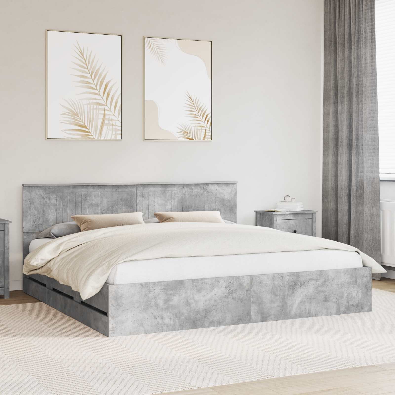 vidaXL Ramka łóżka Betonowy szary materiał kompozytowy 200 x 200 cm