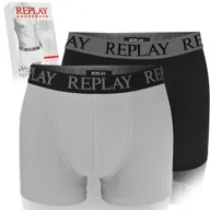 Majtki męskie - Replay Bokserki Męskie Majtki 2 sztuki Bawełna Czarne Kolor Logo Roz. S - miniaturka - grafika 1