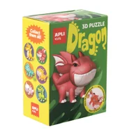 Figurki dla dzieci - Samoprzylepne puzzle 3D figurka z kartonu Apli Kids Smoki - Czerwony 6 lat+ - miniaturka - grafika 1