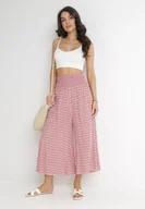 Spodnie damskie - Różowe Wiskozowe Spodnie z Szerokimi Nogawkami i Gumką w Pasie Athulia - miniaturka - grafika 1