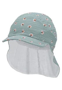 Sterntaler Unisex dziecięca czapka z daszkiem z szyją w kwiaty czapka dziecięca, ciemnozielony, 45 - Czapki damskie - miniaturka - grafika 1