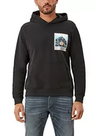 Bluzy męskie - s.Oliver Męska bluza z długim rękawem Regular Fit, czarny, S - miniaturka - grafika 1