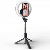 Selfie stick - SELFIE STICK Z LAMPĄ TRIPOD BLUETOOTH Q07 - miniaturka - grafika 1