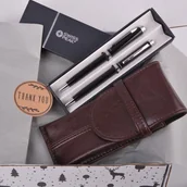 Zestawy piśmiennicze - Zestaw prezentowy długopis i ołówek automatyczny + piórnik Jasny brąz T1 - miniaturka - grafika 1