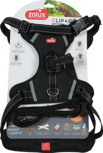 ZOLUX Zestaw szelki + smycz dla psa CLIP&GO XL czarny - Szelki dla psów - miniaturka - grafika 1