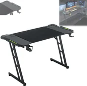 Biurka gamingowe - Biurko gamingowe ACXIN z LED, biurko komputerowe 140 x 60 cm z haczykiem na słuchawki i uchwytem na kubek, konstrukcja w kształcie litery Z, biurko gamingowe z włókna węglowego w kolorze czarnym - miniaturka - grafika 1