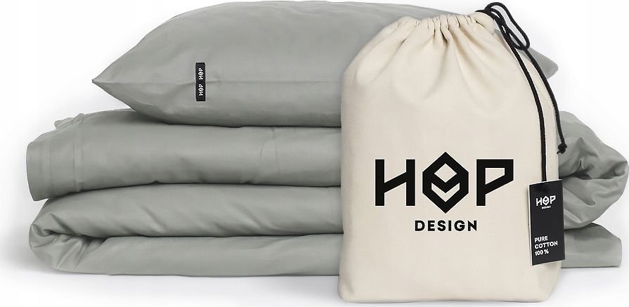 HOP DESIGN Pościel bawełna 140x200 oraz 1x70x80 Ciemny Szary