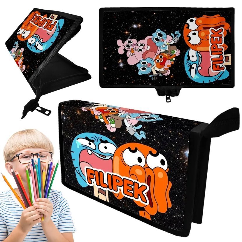 Piórnik GUMBALL Jednokomorowy - Personalizowany Nadruk - Imię, Szkoła