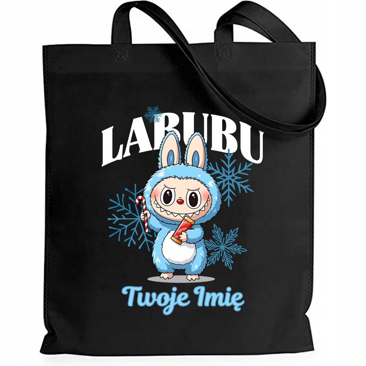 Torba EKO Czarna Shopper *TWOJE IMIĘ* Prezent Święta Mikołajki Wzory