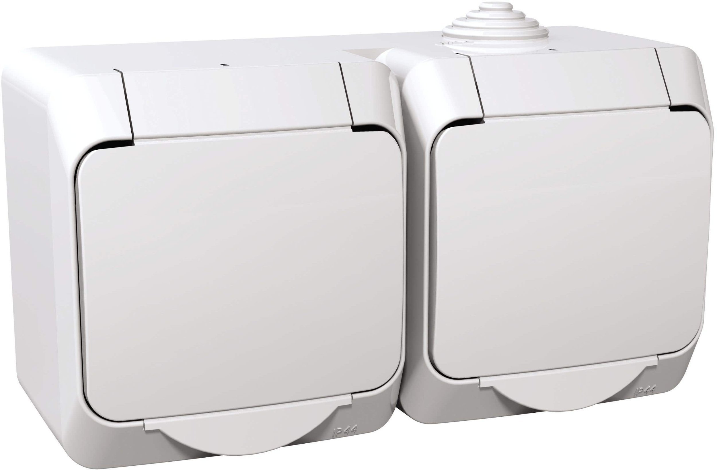 SOCKET DOUBLE IP44 WHITE CEDAR+