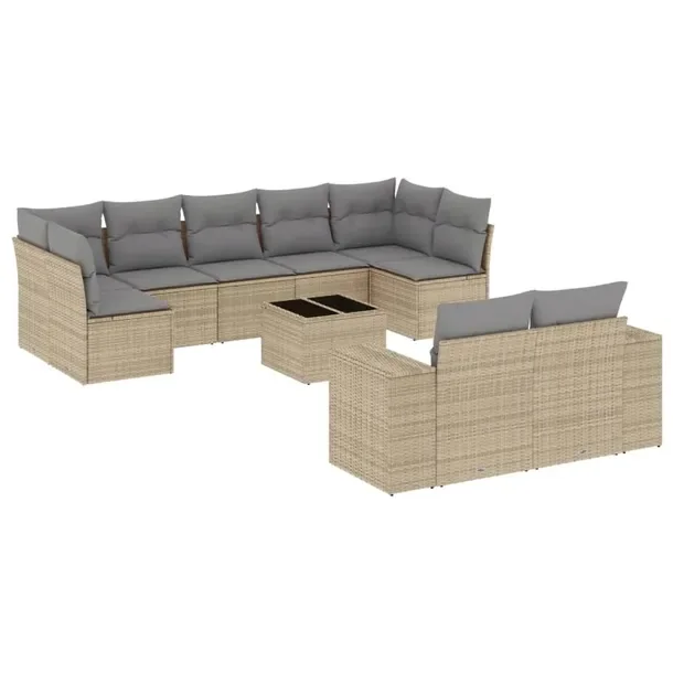 Zestaw mebli ogrodowych modułowych 7-osobowy beżowy rattan PE 62x62x69 cm