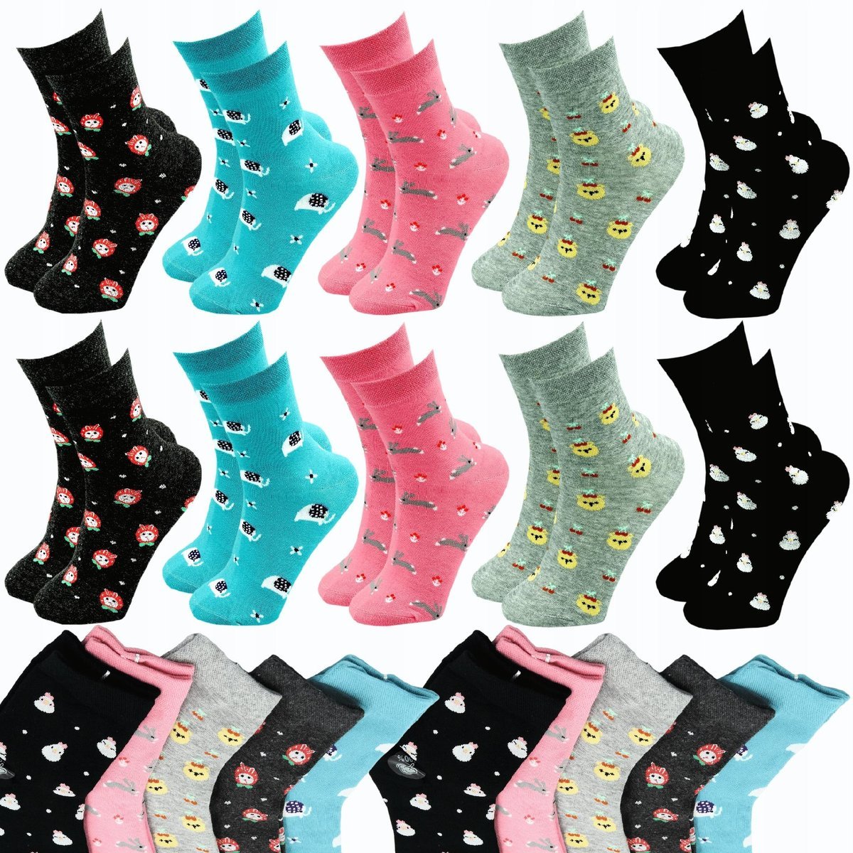 Skarpety Damskie Długie Skarpetki Kolorowe Wysokie 95% BAWEŁNA 10 Par 38-42