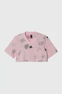 Koszulki dla dziewczynek - adidas t-shirt bawełniany dziecięcy kolor różowy - miniaturka - grafika 1