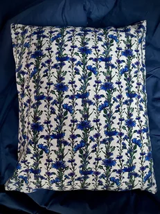 POSZEWKA na poduszkę 50x60cm, dwustronna: granatowa + print CHABRY (100% bawełna) - Poszewki na poduszki - miniaturka - grafika 1