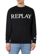 Bluzy męskie - Replay bluza męska 100% bawełna, 098 BLACK, M - miniaturka - grafika 1