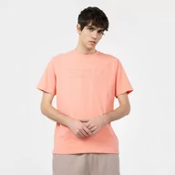 Koszulki sportowe męskie - Męski t-shirt z nadrukiem GUESS SS ALPHY - koral - miniaturka - grafika 1