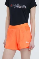 Spodenki damskie - Jack Wolfskin szorty outdoorowe Prelight 2in1 kolor pomarańczowy gładkie medium waist 1509021 - miniaturka - grafika 1