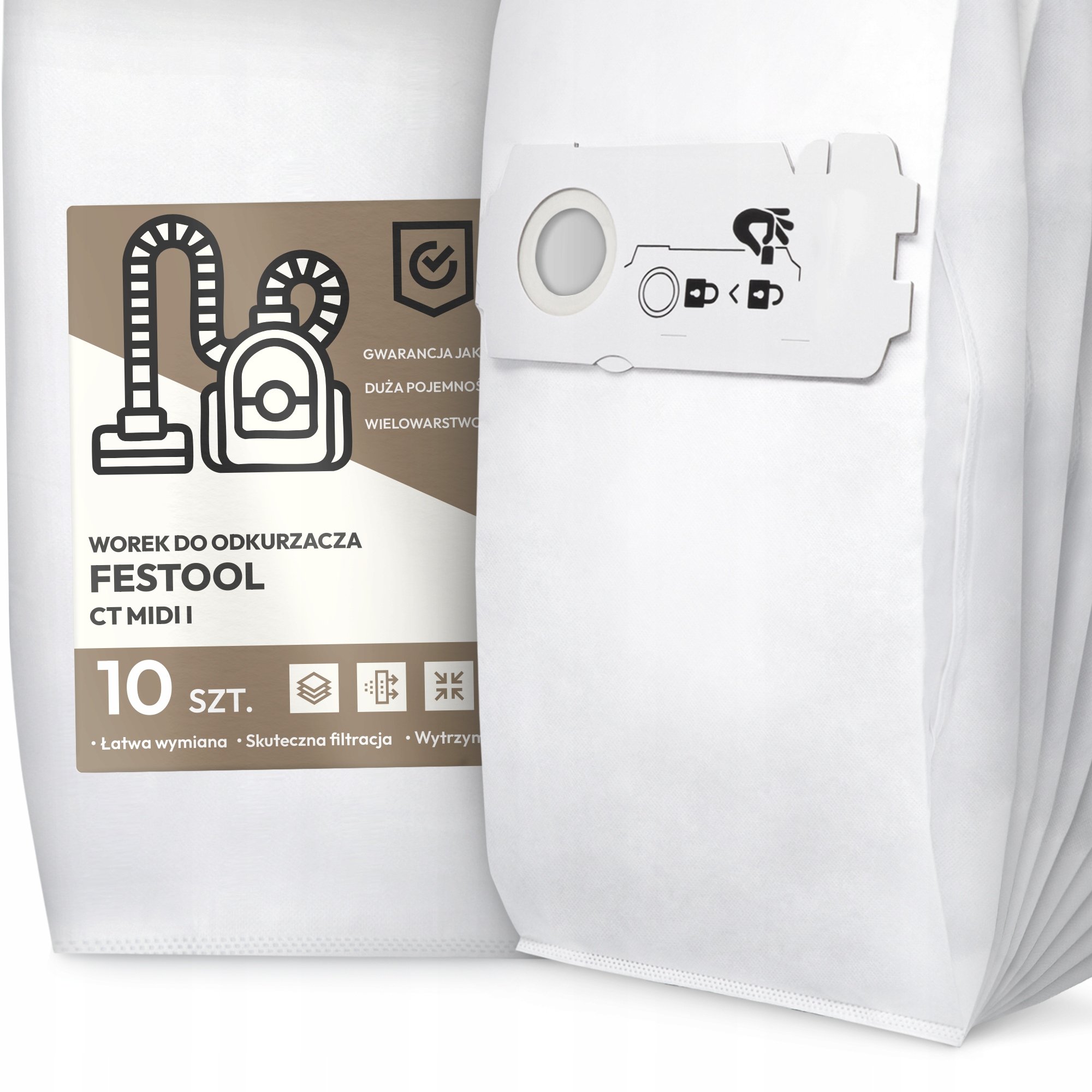 10x Worek do Odkurzacza Festool Ct MIDI I Syntetyczny Tekstylny Worki G9-W