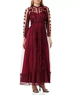 Sukienki - Frock and Frill Damska kwiecista haftowana sukienka na specjalne okazje, bordowa, 8, Burgund, 34 - miniaturka - grafika 1