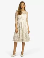 Sukienki - ApartFashion Damska sukienka ślubna, kremowo-srebrna, normalna - miniaturka - grafika 1