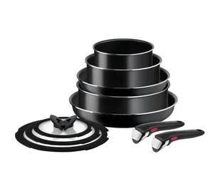 Tefal - Zestaw naczyń kuchennych 10 szt. INGENIO EASY COOK &amp; CLEAN BLACK - Zestawy garnków i patelni - miniaturka - grafika 1