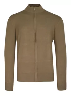 Sweter Beżowy, Camelowy, ze Stójką, Zapinany na Zamek, Ściągacze, Męski -BRAVE SOUL - Brave Soul - Swetry męskie - miniaturka - grafika 1