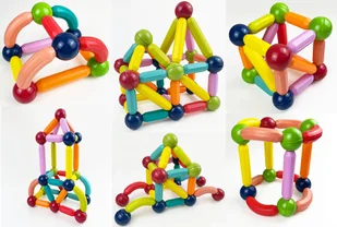 DUŻE KLOCKI MAGNETYCZNE PAŁECZKI MAGNETYCZNE XXL 130 szt. - Klocki - miniaturka - grafika 1