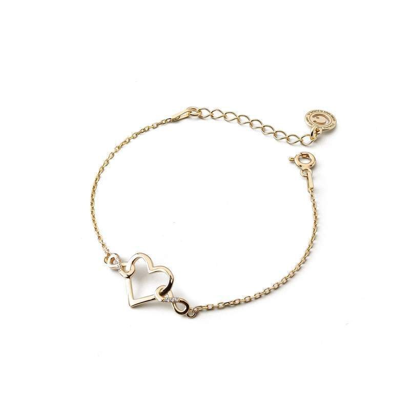 Bransoletka na łańcuszku anker, serce i nieskończoność, srebro 925 w złotym pokryciu