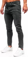 Spodnie męskie - Czarne spodnie jeansowe męskie regular fit Denley 6062 - miniaturka - grafika 1