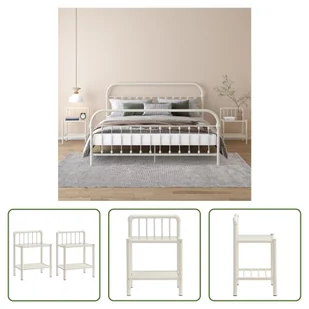 The Living Store Szafki nocne 2 szt. Biały przezroczysty metal i szkło - Szafki nocne - miniaturka - grafika 1