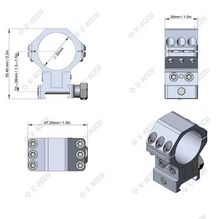 Vector Optics - Montaż do lunety dwuczęściowy X-ACCU - Regulowany - 30mm - Picatinny - XASR-3040 - Amunicja i osprzęt ASG - miniaturka - grafika 3
