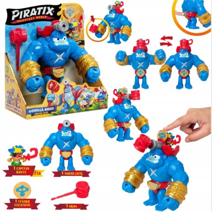 ZESTAW MAGICBOX PIRATIX GORILLA BROS SMASH JACK ELEMENTY FIGURKA NIEBIESKA