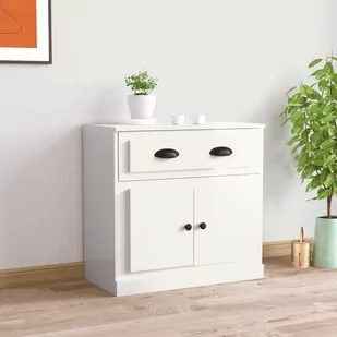 Szafka, biała z połyskiem, 70x35,5x67,5 cm Lumarko! - Szafki do salonu - miniaturka - grafika 1