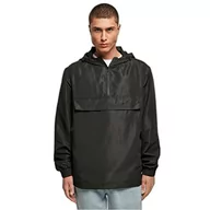 Kurtki męskie - Urban Classics Kurtka męska z materiału pochodzącego z recyklingu z kapturem, z recyklingu Basic Pull Over Jacket, Windbreaker dostępna w 2 kolorach, rozmiary XS - 5XL, czarny, XS - miniaturka - grafika 1