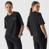 Koszulki i topy damskie - Koszulka Damska 4F Czarna BAWEŁNA REGULAR Oversize Modna Wygodna Lekka M - miniaturka - grafika 1