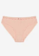 Majtki damskie - Różowe Bawełniane Majtki Typu Figi z Koronką i Kokardą Zeteria - miniaturka - grafika 1