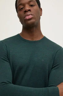 Calvin Klein sweter wełniany męski kolor zielony lekki - Swetry męskie - miniaturka - grafika 1